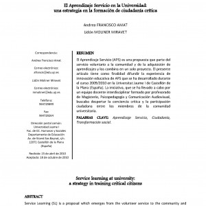 El Aprendizaje Servicio en la Universidad: una estrategia en la formación de ciudadanía crítica
