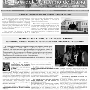 La hoja del Municipio de Haría. Proyecto rescate del cultivo de la Cochinilla