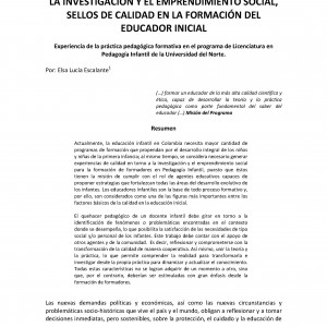 La investigación y el emprendimiento social. Sellos de calidad en la formación del educador inicial