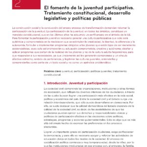 El fomento de la juventud participativa. Tratamiento constitucional, desarrollo legislativo y políticas públicas.